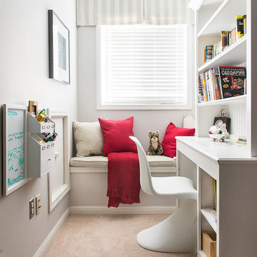 Classic Boy's Bedroom with Bold Striped Accent Wall
