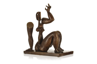 Seated Female Bronze Sculpture by Byron Galvez