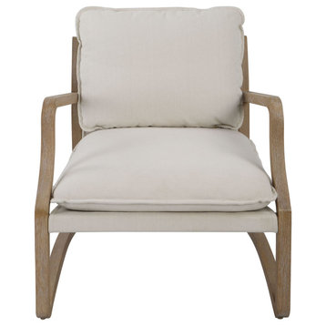 Uttermost 23712 Melora 30"W Oak Framed Arm Chair - White