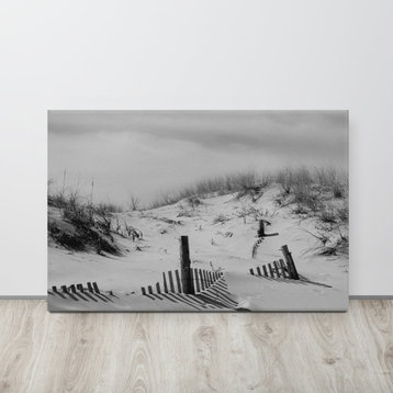 Buried Fences Coastal Landscape Photo Canvas Wall Art Print, 24" X 36"