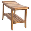 EcoDecors EarthyTeak Harmony 30" Teak Shower Bench With Shelf And LiftAide Arms