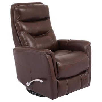 Bowery Hill Leather Manual Swivel Glider Recliner in Chocolate