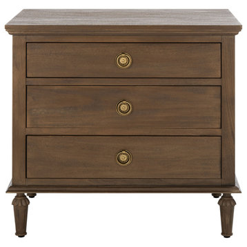 Safavieh Couture Lisabet 3 Drawer Wood Nightstand, Brown