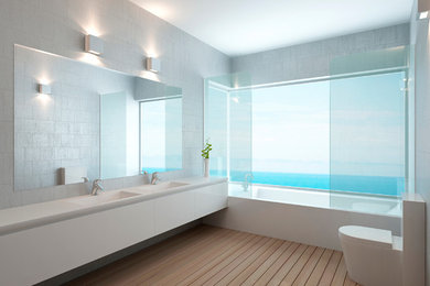 Inspiration for a mid-sized modern bathroom remodel in Miami