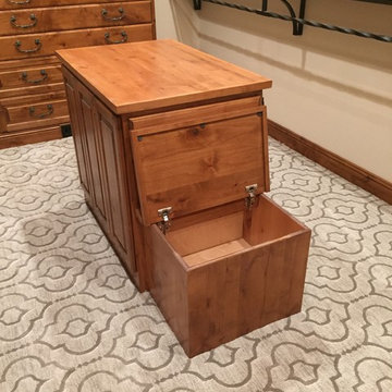 Walk-in closet knotty alder cabinety