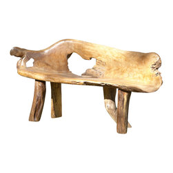 The Birdhouse Chick - Teak Root Bench, Large - Outdoor Benches