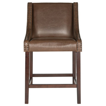 Safavieh Dylan Counterstool, Brown Leather