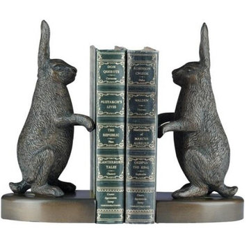 Bookends Bookend TRADITIONAL Lodge Standing Rabbit Resin Hand-Painted