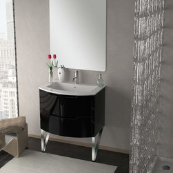 Italian 39 inch Modern Floating Bathroom Vanity Black Glossy Finish - Bathroom Vanities And Sink Consoles