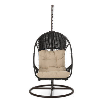 Auckland Wicker Hanging Chair With Stand, Brown/Tan