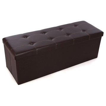 Faux Leather Folding Storage Ottoman Bench, Storage Chest/Footrest/Padded