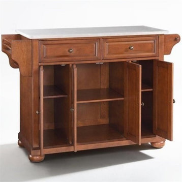 Crosley Furniture Alexandria Wood Kitchen Island in Cherry/Silver