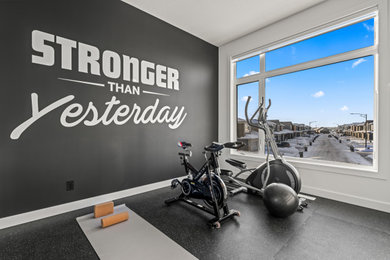 Inspiration for a modern home gym remodel in Edmonton