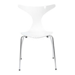 Frida White/Chrome Side Chair (Set of 4) - Dining Chairs