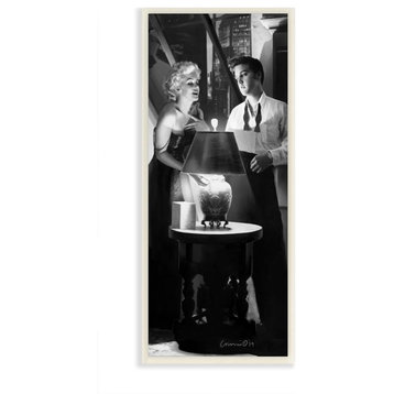 Stupell Industries Lamp Light Vintage Black And White Movie Star, 7 x 17
