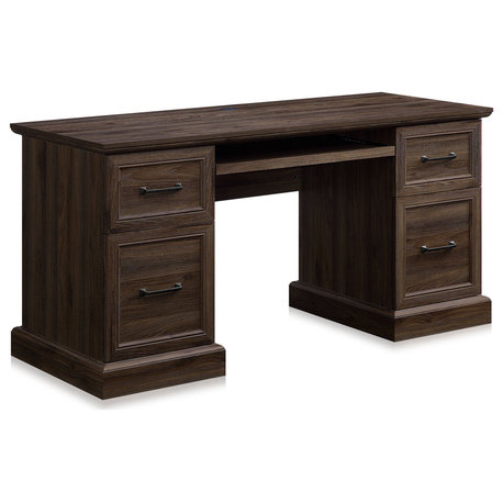 BELLEZE Rhudi 62" Executive Desk, Dark Walnut