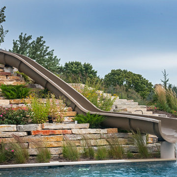 Barrington Hills Swimming Pool, Hot Tub, Sunken Bar and Slide