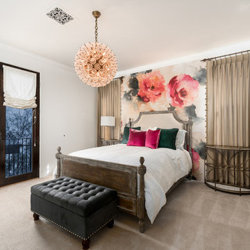 Floral Accent Wall in Bedroom
