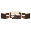 GDF Studio 4-Piece Montague Outdoor Brown Wicker Sofa Set