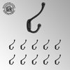 10 Wrought Iron Double Hook Black for Coats Towels Robes |