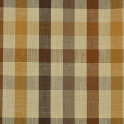 Paroo Cotton Blend Middle Check Curtains & Drapes Upholstery Fabric in Coffee Co - Upholstery Fabric