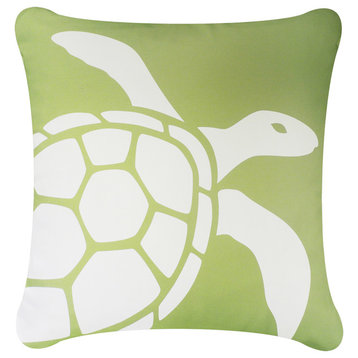 Sea Turtle Eco Coastal Throw Pillow Cover, Sea Green