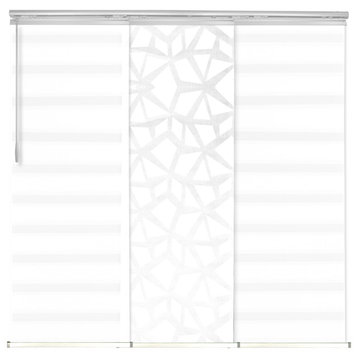 Scattered-Blanched White 3-Panel Track Extendable Vertical Blind 36-66"x118.5"