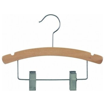 Wooden Kids Combo Hanger, Natural/Chrome Finish, Box of 25