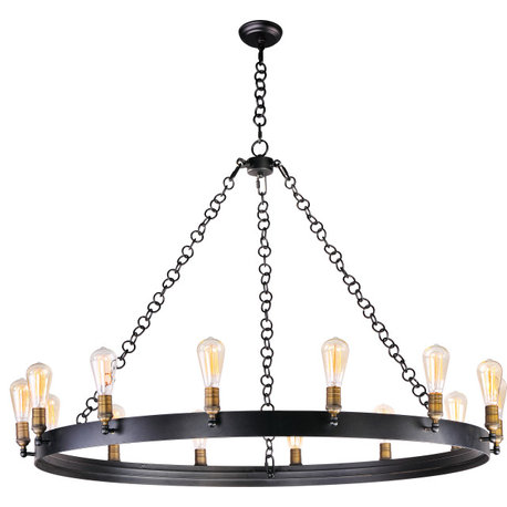 Noble Chandelier - Black, Natural Aged Brass, 14, E26 Medium Incandescent