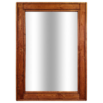 Herringbone Stained Vanity Mirror, Red Chestnut, 30"x36", Vertical