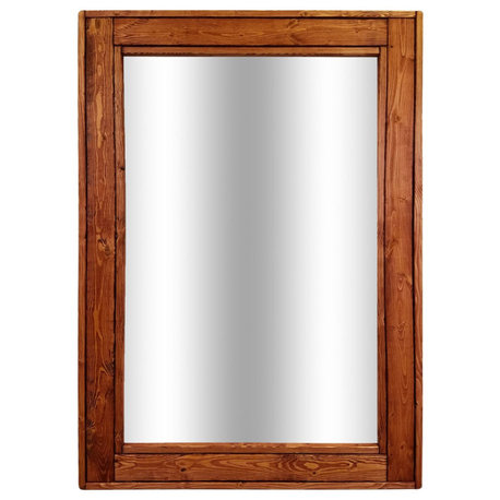 Herringbone Stained Vanity Mirror, Red Chestnut, 30"x36", Vertical