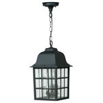 Craftmade - Craftmade Outdoor Grid Cage Cast Aluminum Large Pendant, Black - The rustic charm of the Grid Cage collection brings a touch of Old World romance. The interplay of the window pane grid and the glass panels scatters shards of light in all directions, greeting friends and family with delightful enthusiasm.