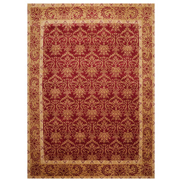 8'x10' Hand Knotted Wool Damask Oriental Area Rug Red, Gold