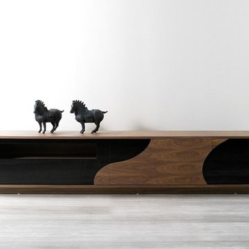 J&M | 101F Modern TV Stand in Walnut | Black