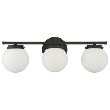 3-Light Bathroom Vanity Light, Matte Black