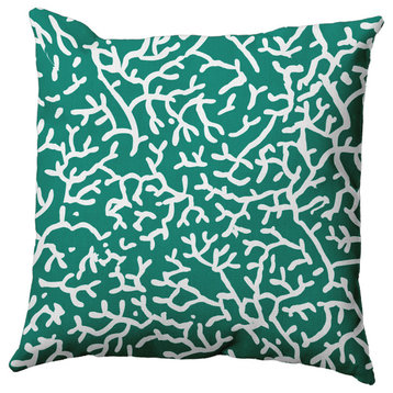 Seaweed Polyester Indoor Pillow, Kelly Green, 16"x16"