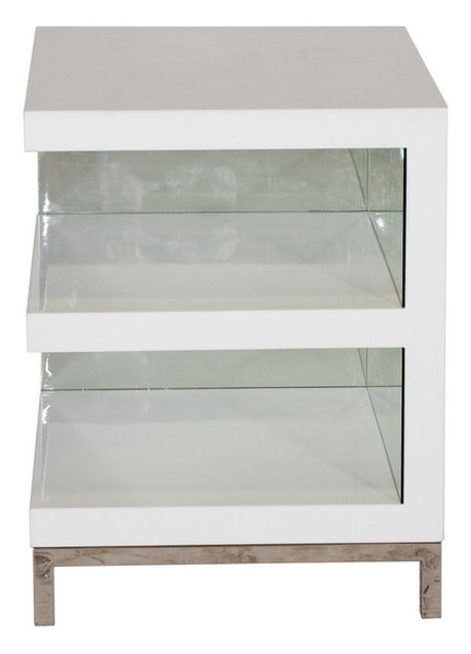 Open Shelf White Lacquer Side Table Contemporary Tables And Open Shelf White Lacquer Side Table Contemporary Tables And End By Worlds Away