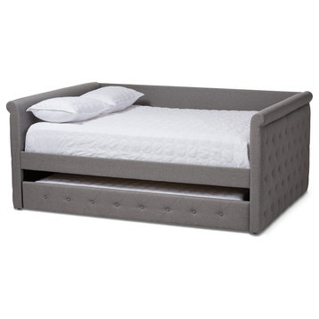 Alena Gray Fabric Full Daybed With Trundle