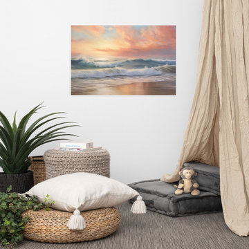 Colorful Coastal Wall Art: Crest of Dawn Coastal Painting Digital Artwork Loose