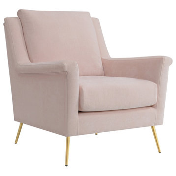 Bowery Hill 19.5" Mid-Century Fabric Upholstered Accent Chair in Blush Pink