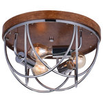 CWI Lighting - Parana 3 Light Flush Mount With Chrome Finish - Showcasing rustic beauty combined refined elegance, the Parana 3 Light Flush Mount can certainly provide any space with timeless character. This close-to-ceiling light source measures 14 inches in diameter and displays a brown and chrome finish. Upgrade your bedroom lighting to this and instantly see and feel a mood change.  Feel confident with your purchase and rest assured. This fixture comes with a one year warranty against manufacturers defects to give you peace of mind that your product will be in perfect condition.