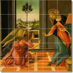 Picture-Tiles.com - Sandro Botticelli Angels Painting Ceramic Tile Mural #48, 60"x60" - Mural Title: Madonna Cestello