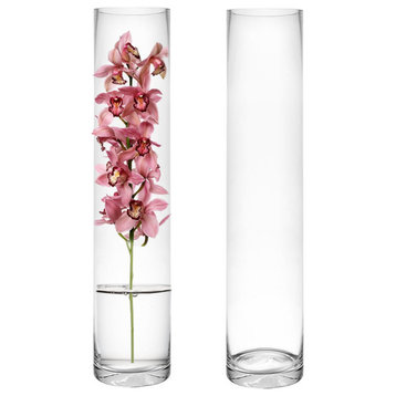 Glass Cylinder Vases in 4 inches Diameter for Wedding and Parties Centerpieces, Clear, 4"x20", 12 Pcs