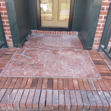 Old Terra Cotta on Front Porch Updated with a Double Brick Border