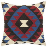 Bareens Designer Rugs - Tribal Turkish Rosette Hand Woven Kilim Throw Pillow - Embellish your home with this timeless casual chic handmade Southwestern Kilim throw pillow covers made with and cotton. Constructed on a loom by Nomad Turkman people with hand spun and Natural Vegetable dyes these beautiful Kilim pillow covers are known for their beautiful repetitive geometrical, naturalistic floral and traditional patterns yet still giving it a moden look. Masterfully artisan-crafted on traditional Kilim looms with a contemporary fashion palette producing bold intricate sharp patterns making them a standout piece in any decor.