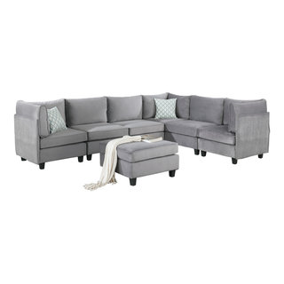 Lilola home casanova 7pc modular sale sectional sofa with ottoman