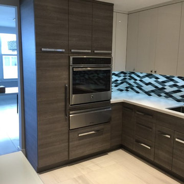 Acrylic and textured laminate kitchen