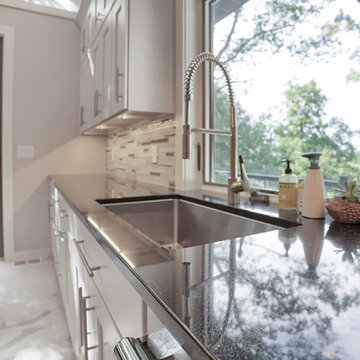 Absolute Black Kitchen with Waterfall Edge