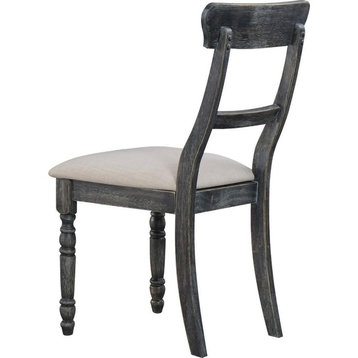 Wallace Light Brown Linen Side Chairs, Weathered Gray, Set of 2