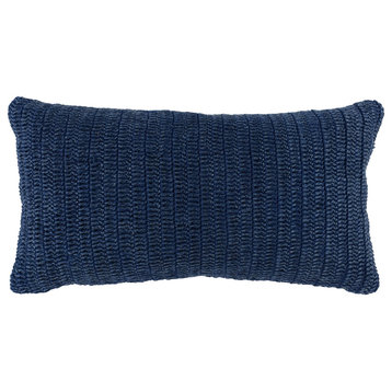 Nakeya Knitted 14"x26" Throw Pillow by Kosas Home, Indigo